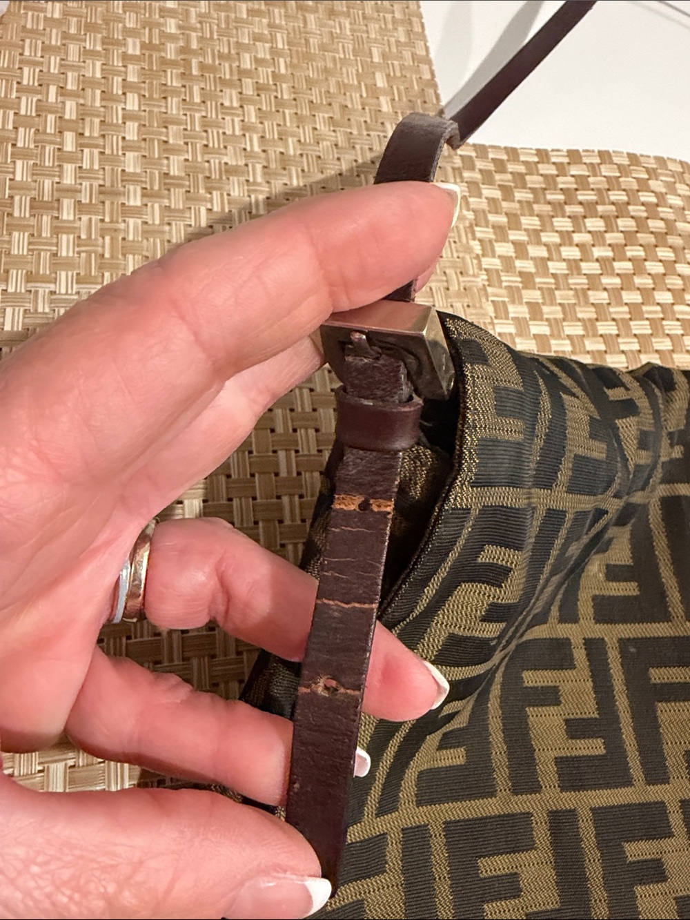 Fendi Brown and Black FF Monogram Tote with Leather Trim - Picture 11 of 13